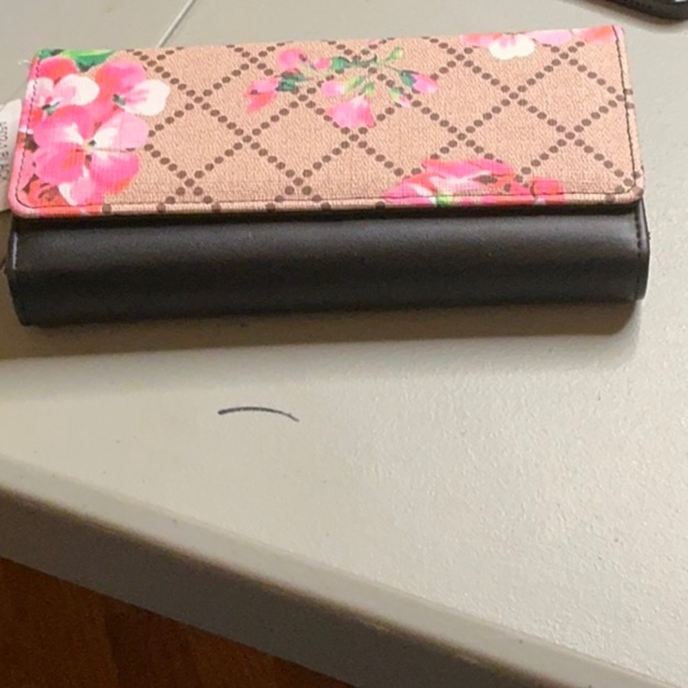 Floral Patterned  Fashion Wallet with Black Base